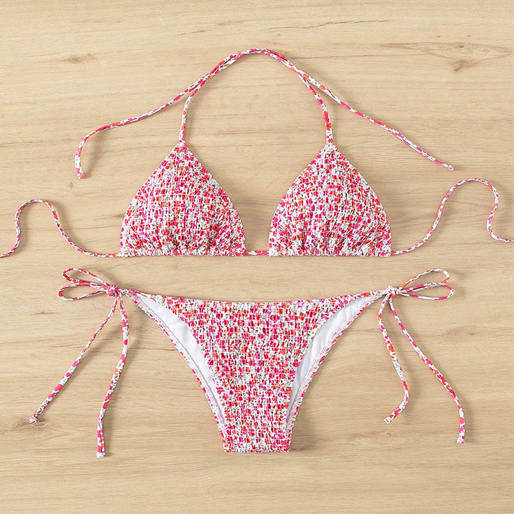 Women's Triangle Bikini with sophisticated tie straps and floral design Mune Fashion