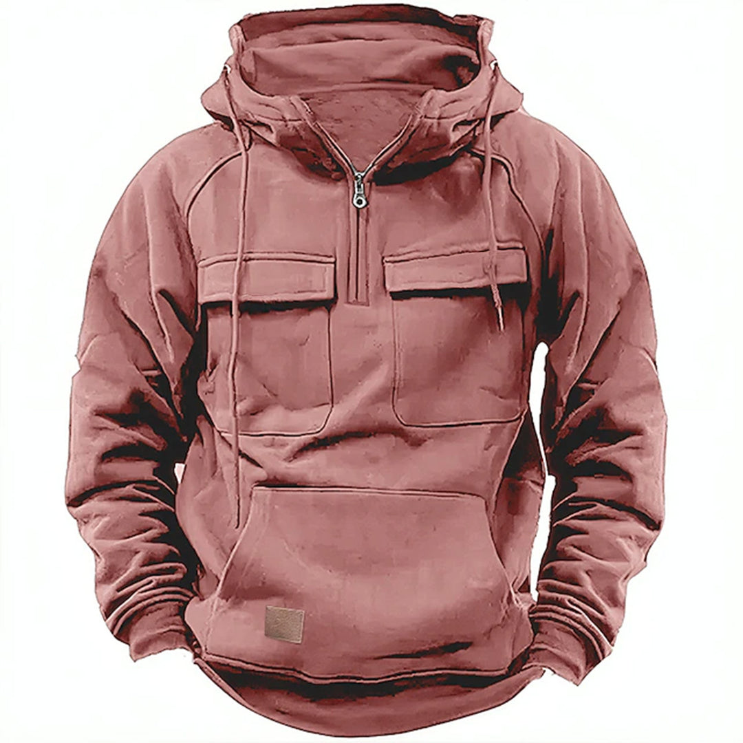 Men's tactical half-zip hoodie with chest flaps, kangaroo pocket and reinforced seams Mune Fashion