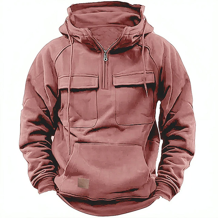 Men's tactical half-zip hoodie with chest flaps, kangaroo pocket and reinforced seams Mune Fashion