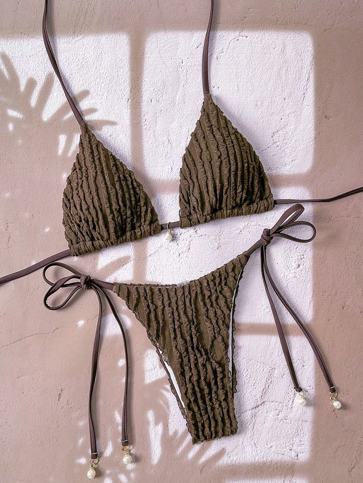 Women's Triangle Bikini with Structured Texture Mune Fashion