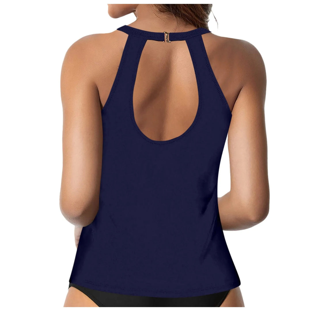 Women's Sporty Tankini Top with Fashionable Back Cutout Mune Fashion