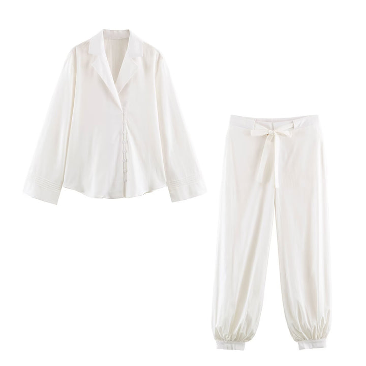 Women's soft satin joggers with drawstring waistband and elastic cuffs Mune Fashion
