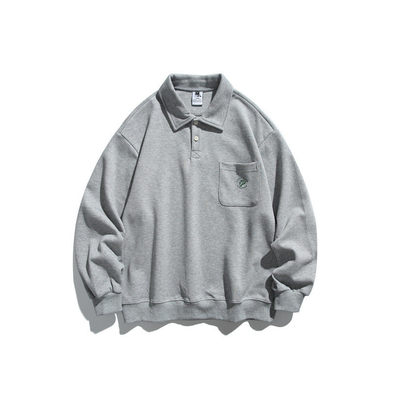 Unisex Relaxed-Fit Polo collar sweatshirt with chest pocket and fine ponte structure Mune Fashion