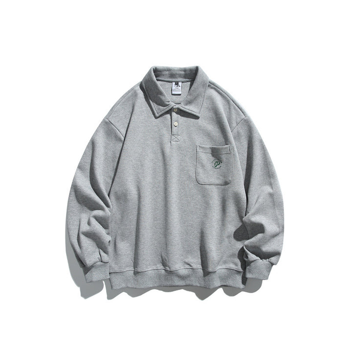 Unisex Relaxed-Fit Polo collar sweatshirt with chest pocket and fine ponte structure Mune Fashion