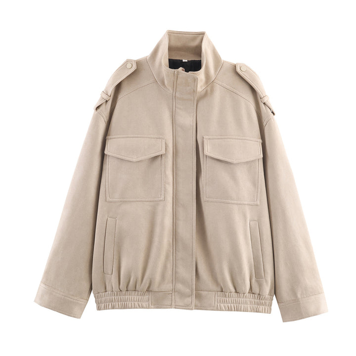 Men's field jacket in utilitarian style with stand-up collar, shoulder flaps, and patch flap pockets Mune Fashion