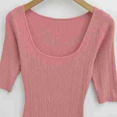 Women Figure-hugging ribbed Midi dress made of stretch knit Mune Fashion
