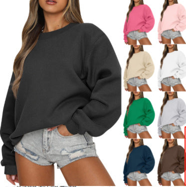 Women's oversized round neck sweatshirt made of cotton blend with dropped shoulders, brushed inside, and elastic cuffs Mune Fashion