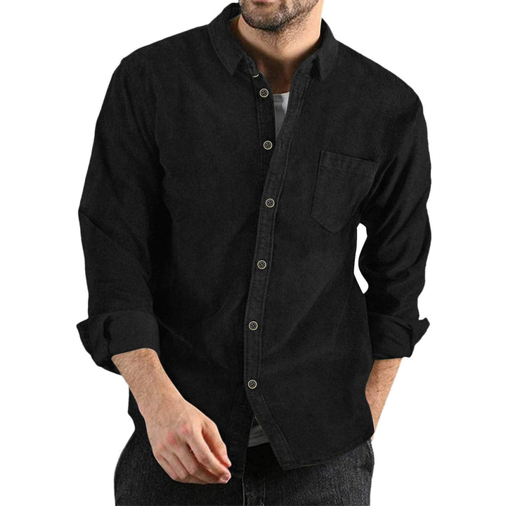 Men's Elegant Cord Shirt with Practical Chest Pocket Mune
