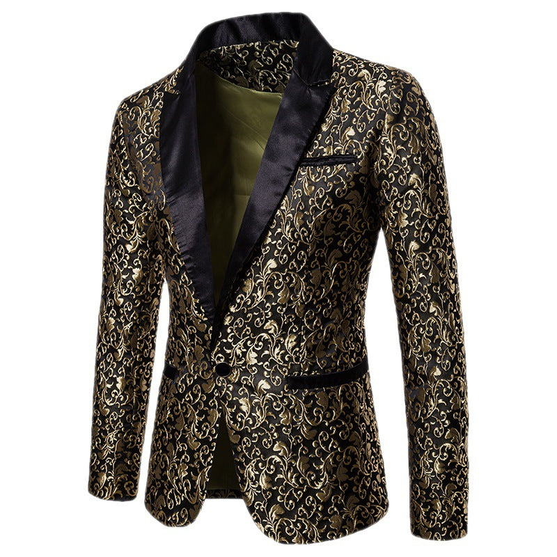 Men's nan ornamental tuxedo jacket with satin lapel and brocade structured surface Mune Fashion