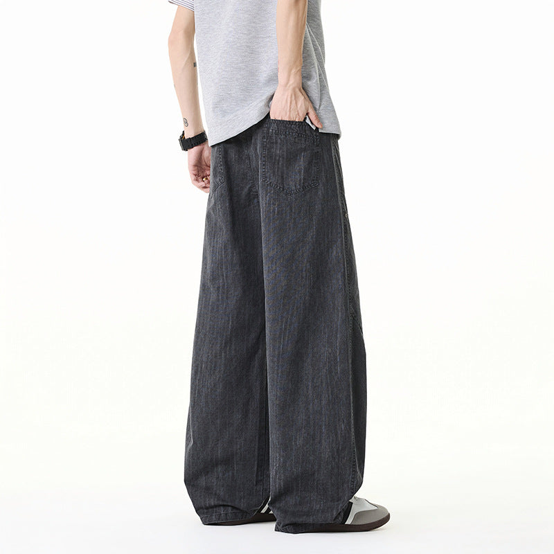 Damen Weite Leinenoptik-Hose mit elastischem Bund und aufgesetzten Taschen Mune Fashion