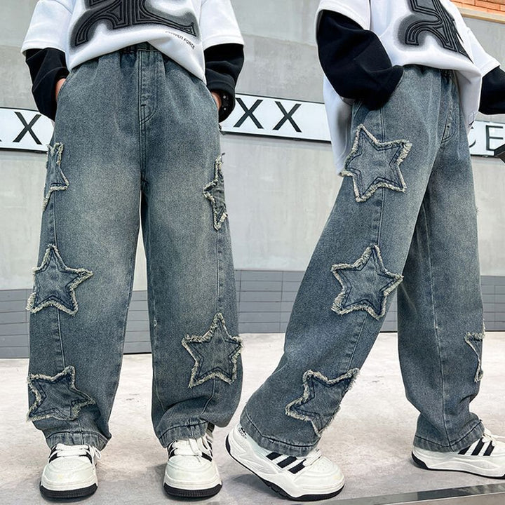 Women's Baggy Jeans with Star Applications Mune Fashion