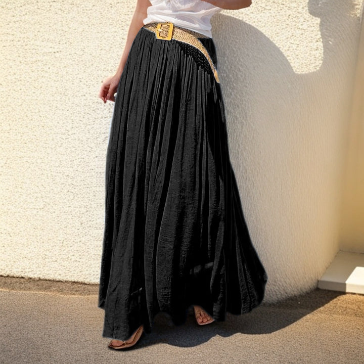 Ladies' airy pleated maxi skirt with elastic waistband and flowing summer fall Mune Fashion