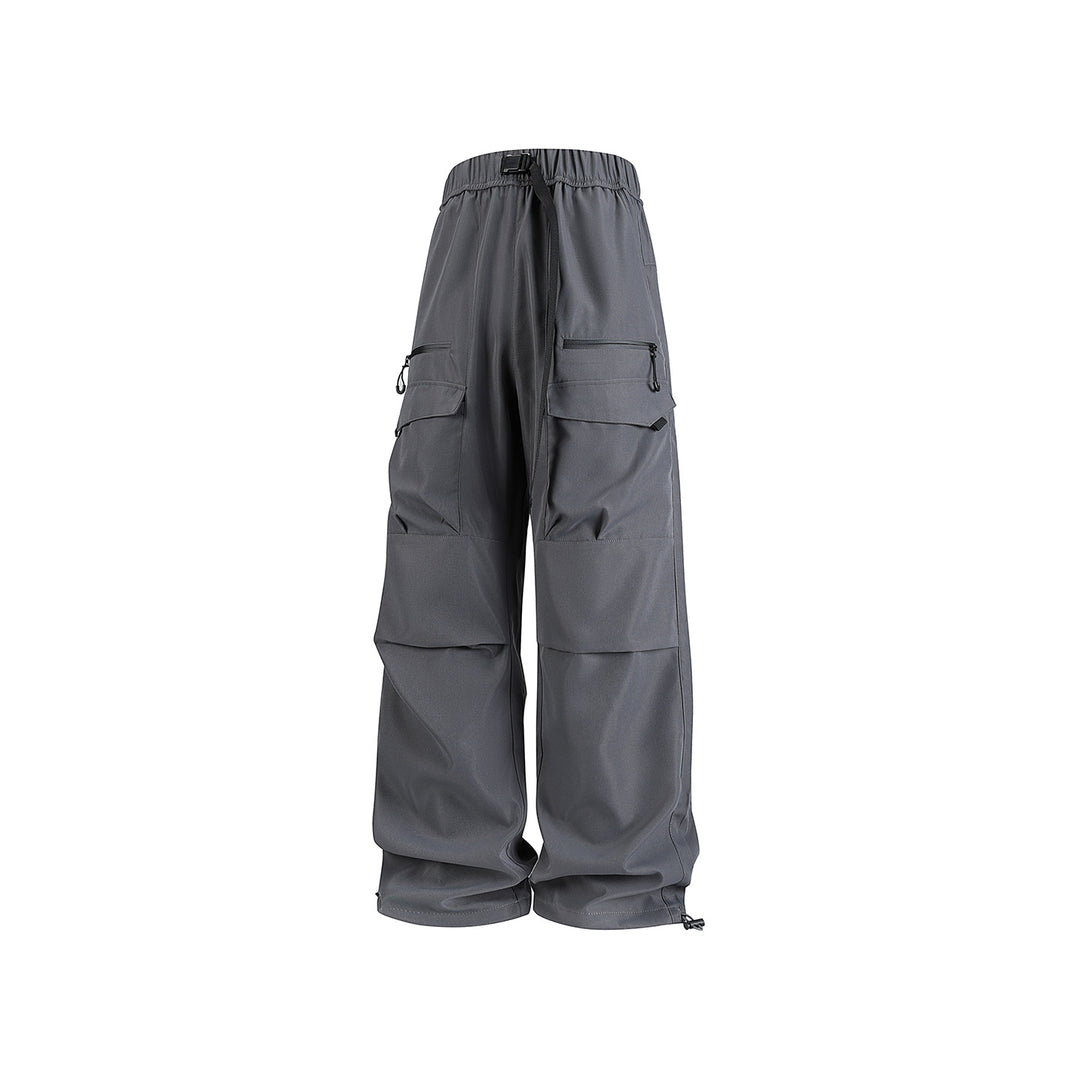 Men's Wide Utility Cargo Pants with Reinforced Knee Patches, Zipper and Flap Pockets Drune