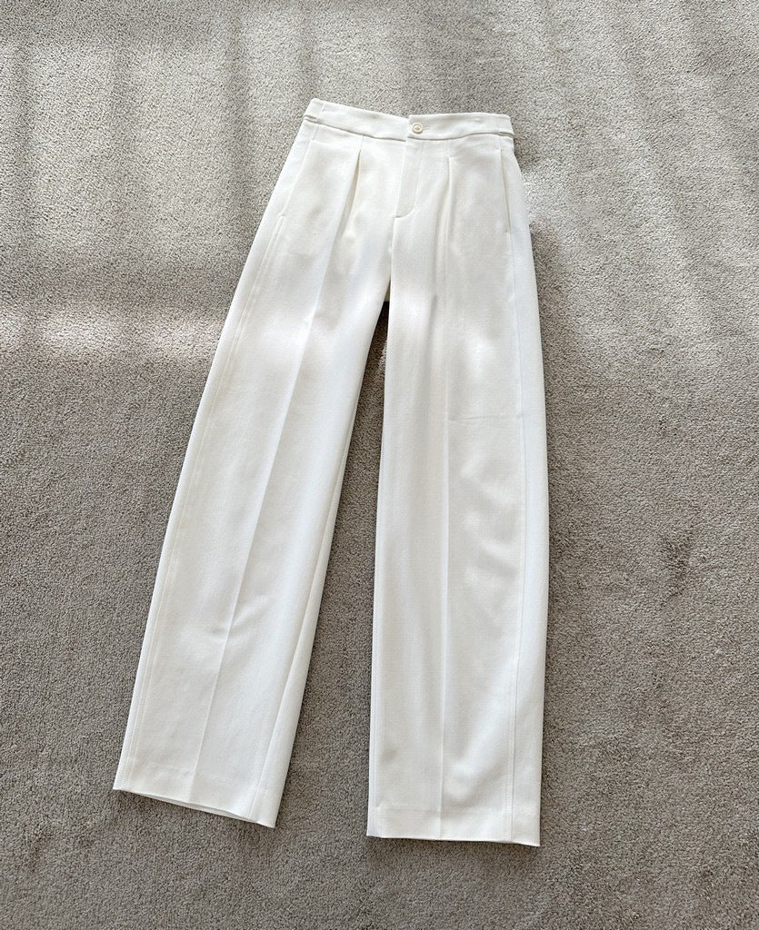 Women Elegant Wide Fabric Pants with Pleats Mune Fashion