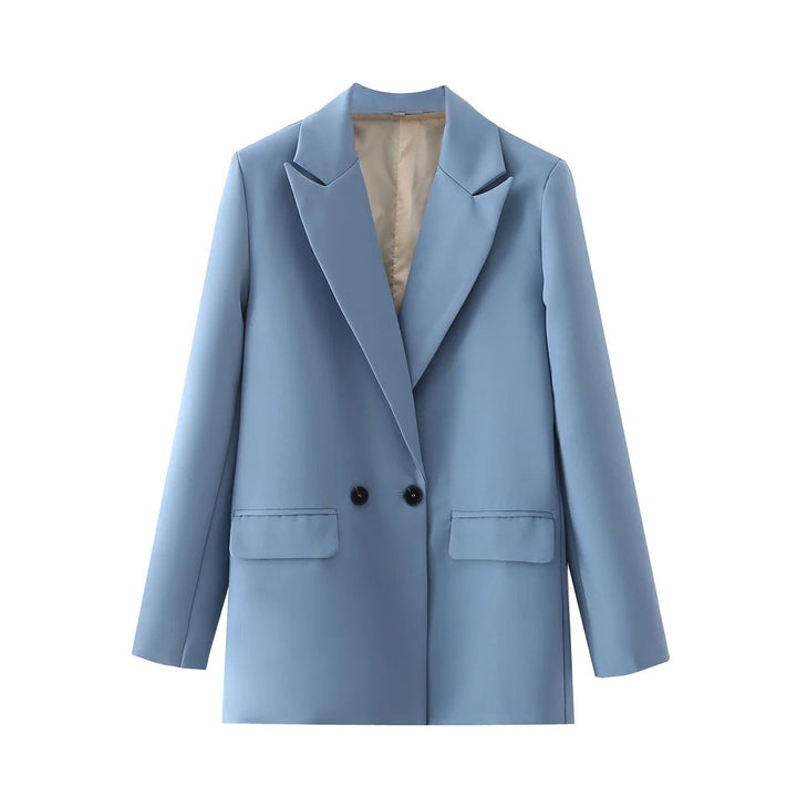 Women's Oversize Double-Breasted Blazer with Lapel and Soft Lining Mune Fashion