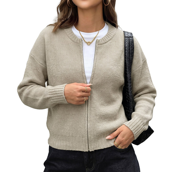 Women Casual Cardigan with Chemical Zipper Mune Fashion