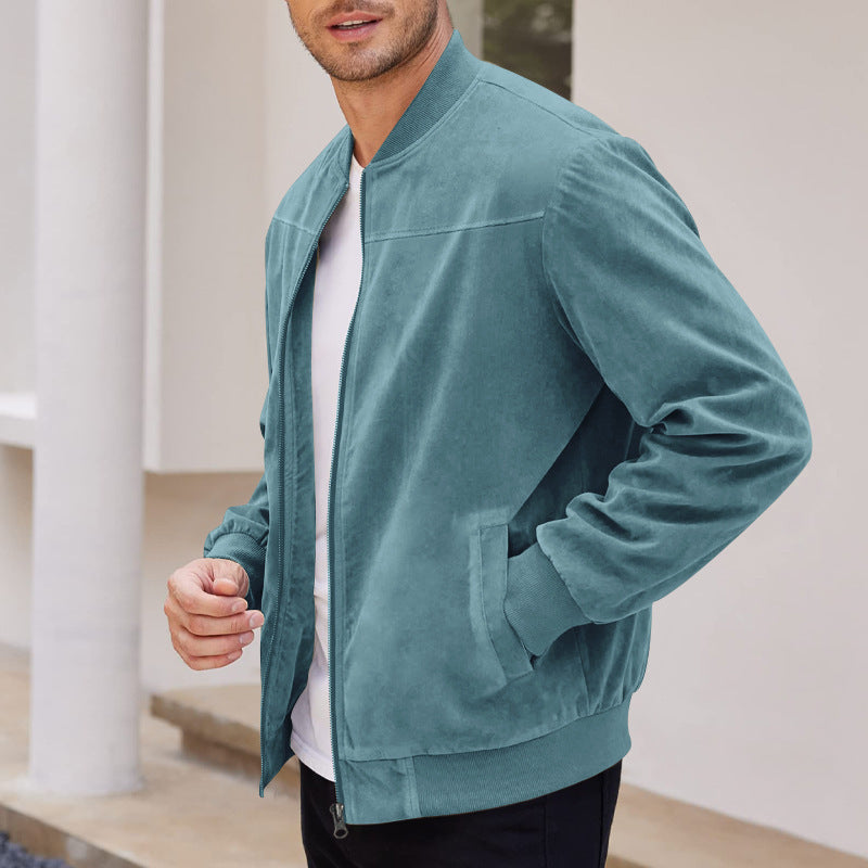 Men's high-quality suede jacket in sporty bomber style with elastic cuffs Mune Fashion
