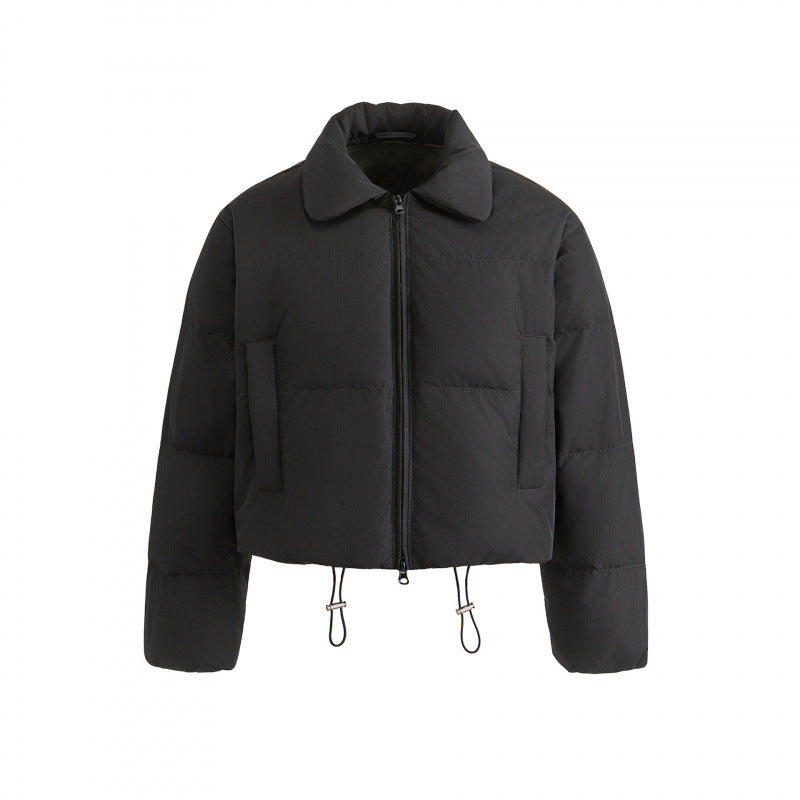 Women's cropped padded transitional jacket in a boxy cut with shirt collar and drawstring Mune Fashion