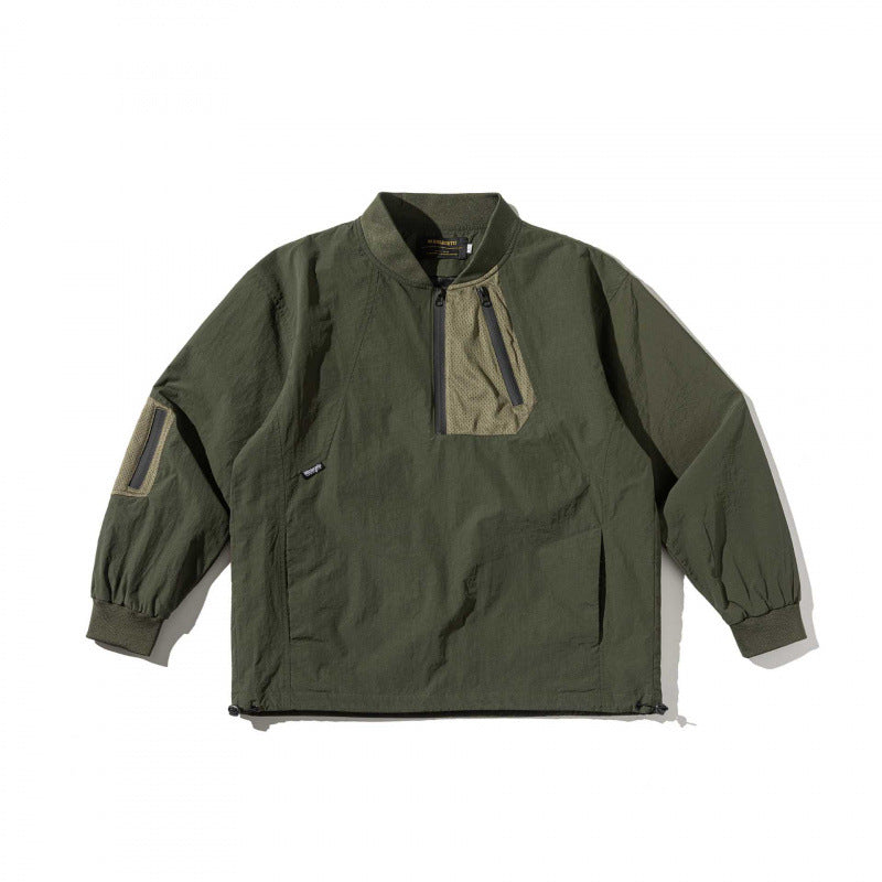 Unisex Lightweight Oversized Anorak with Half Zipper, Utility Pockets and Drawstring Hem Mune Fashion