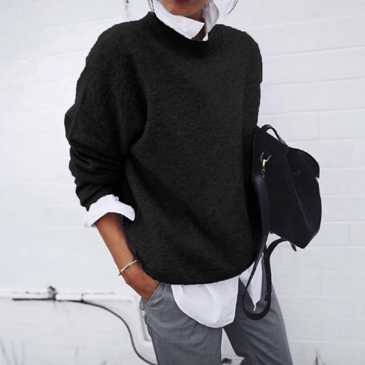 Women's oversized cozy knitted sweater with stand-up collar Mune Fashion