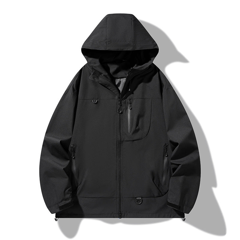 Men's nano waterproof softshell hooded jacket with welded seams, concealed chest pocket, and adjustable hem Mune Fashion