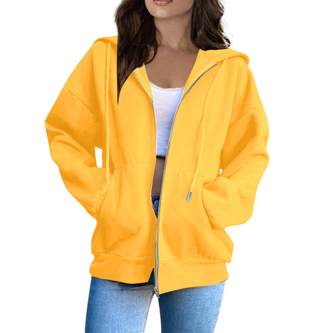 Women's casual hoodie jacket with continuous zipper, kangaroo pockets, and voluminous raglan sleeves Mune Fashion
