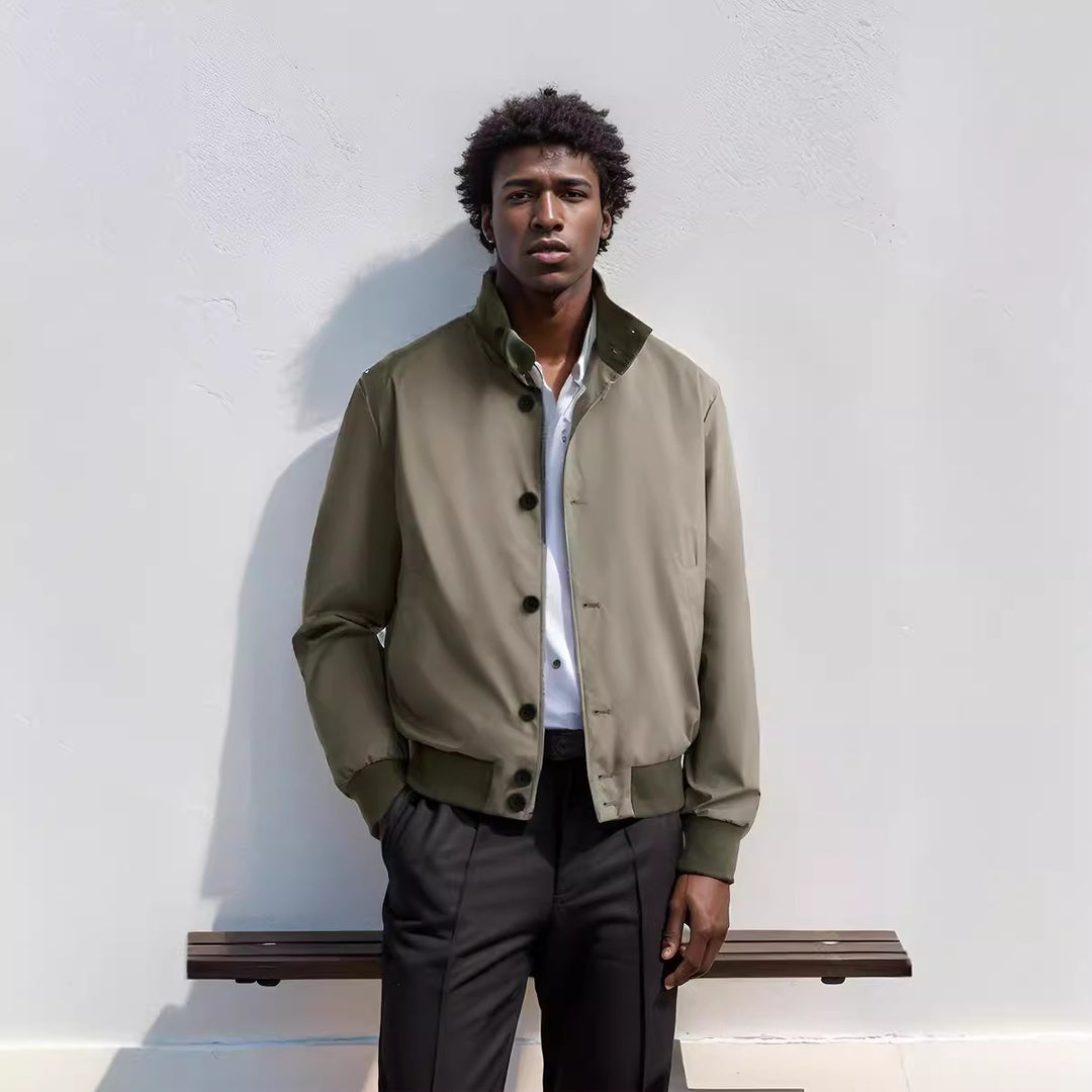 Men's light blouson with stand-up collar, button placket and ribbed cuffs Mune Fashion