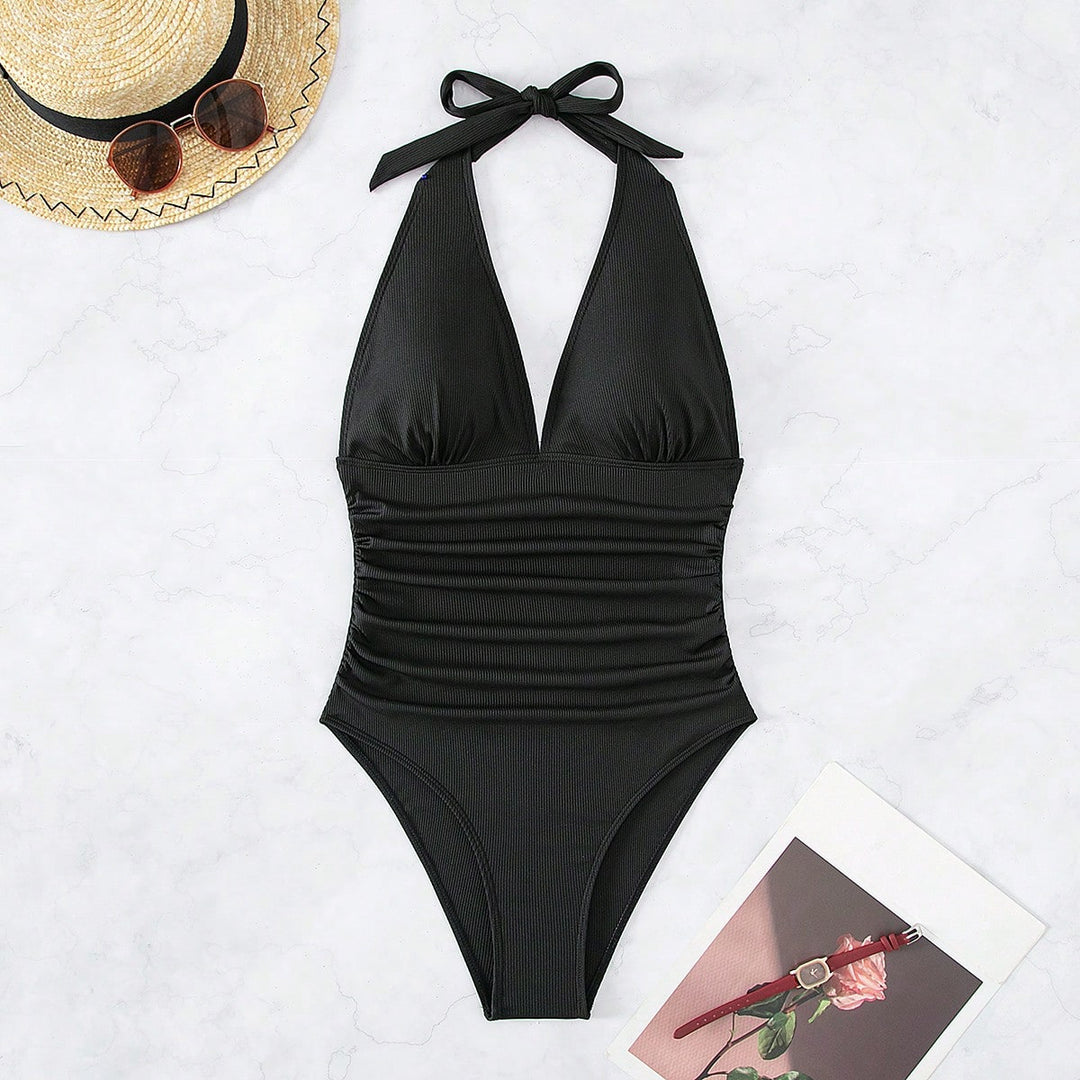 Women's one-piece swimsuit with elegant V-neckline and figure-hugging cut Mune Fashion