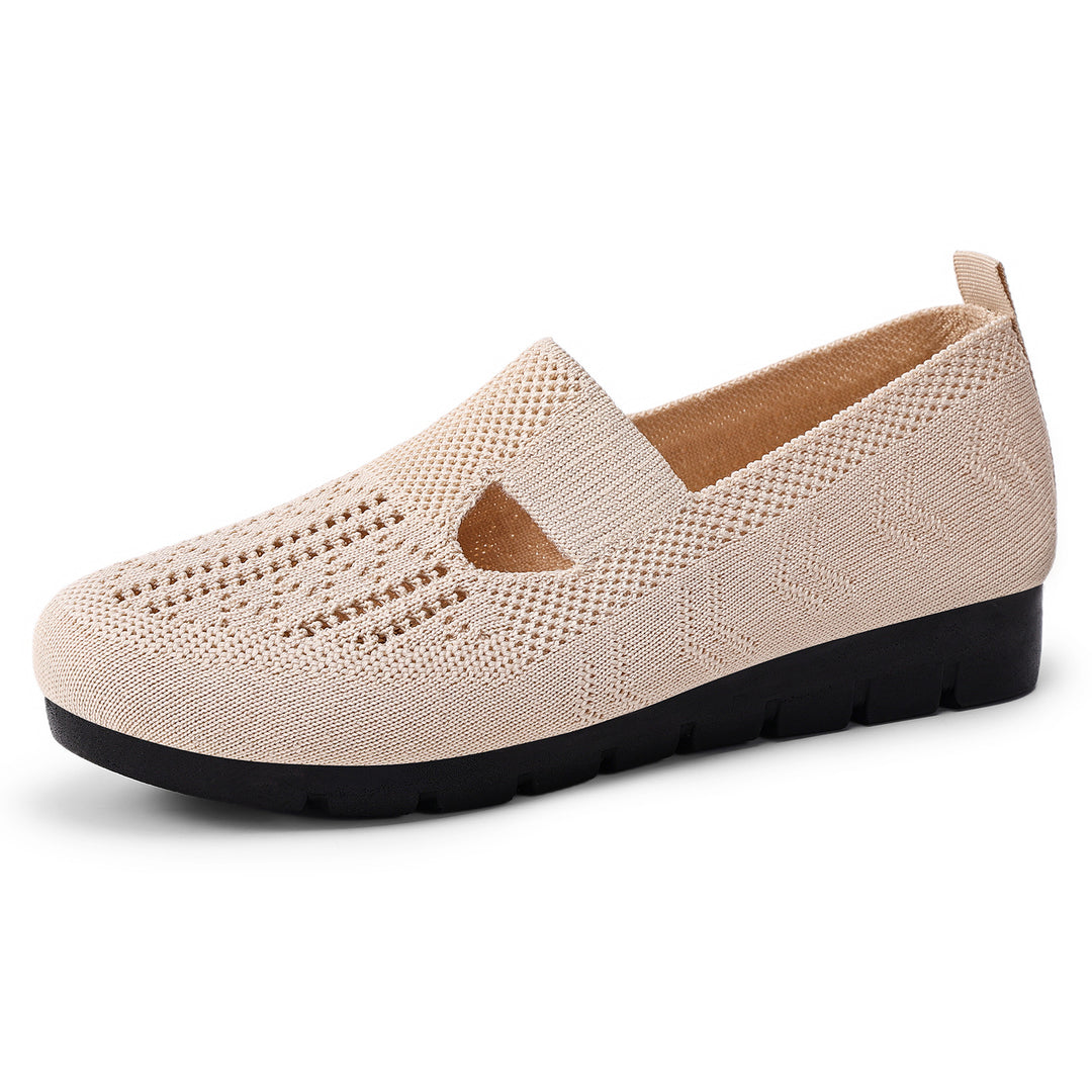 Women's knitted slip-on ballerina slippers with elastic Mary Jane strap and cushioned wedge sole Mune Fashion