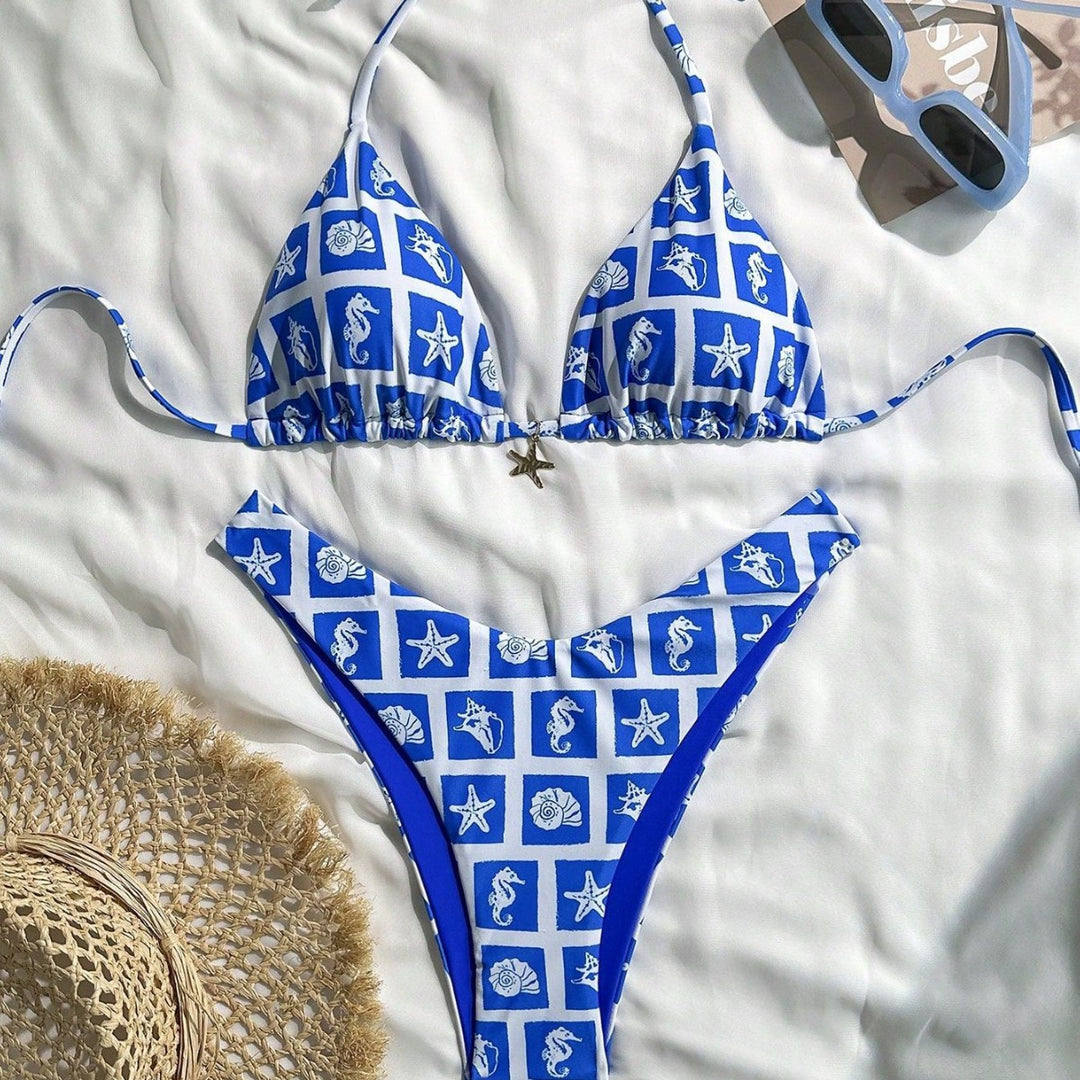 Women's Triangle Bikini with Maritime Designs Mune Fashion