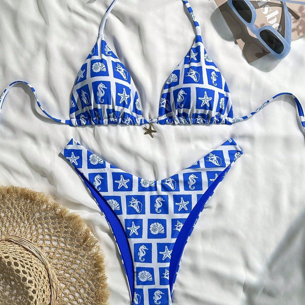 Women's Triangle Bikini with Maritime Designs Mune Fashion