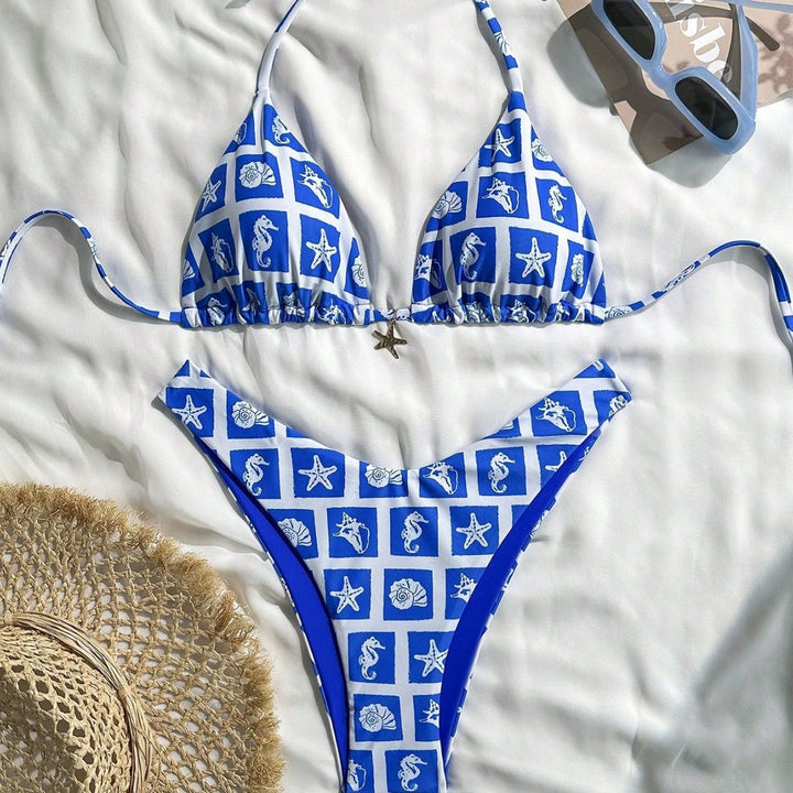 Women's Triangle Bikini with Maritime Designs Mune Fashion