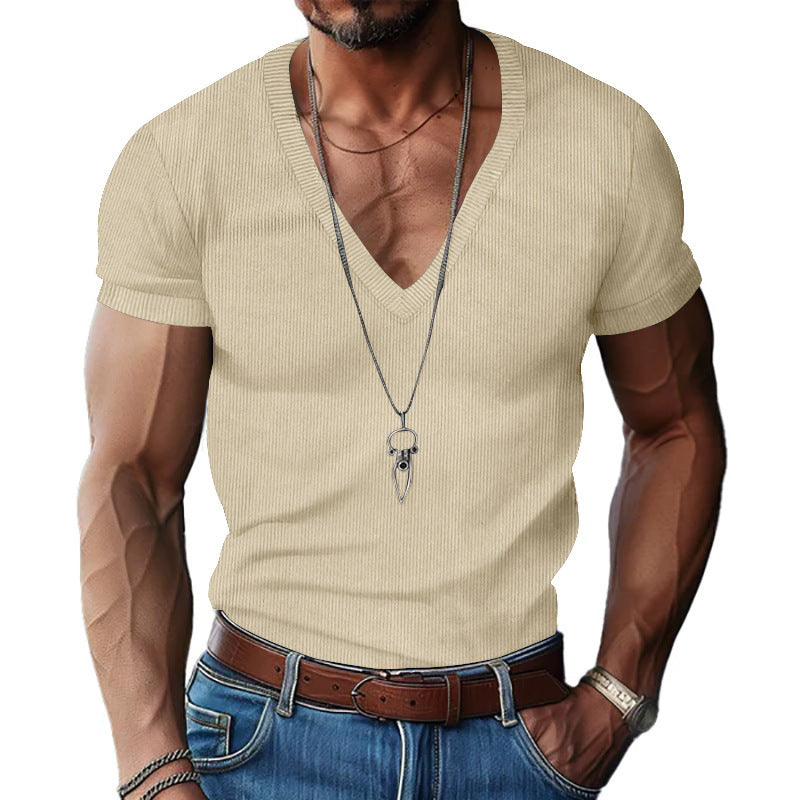 Men's Short Sleeve V-Neck T-Shirt Mune Fashion