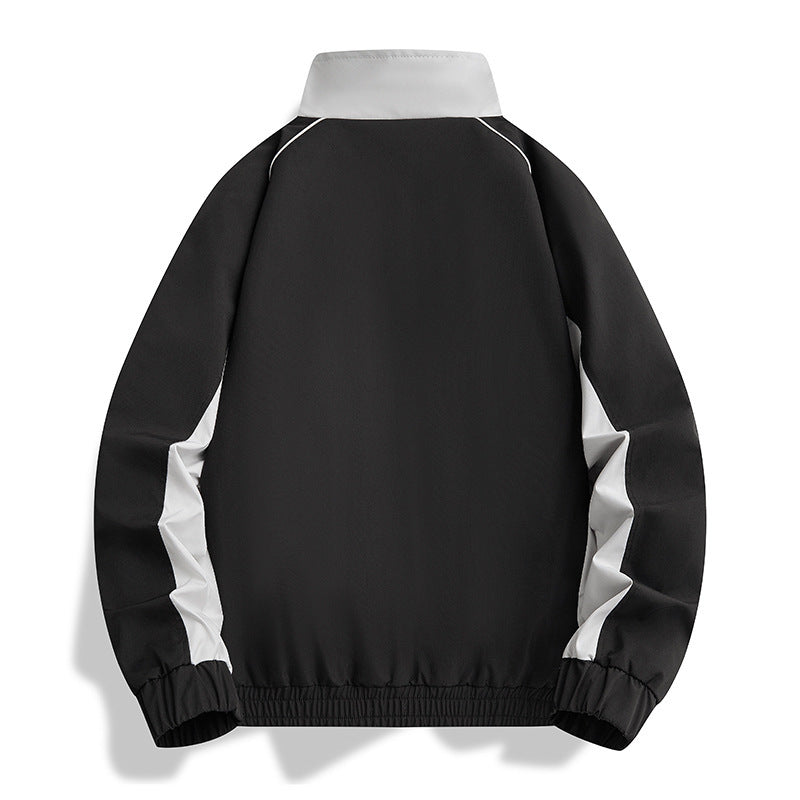 Men's Lightweight Athletic Softshell Training Jacket with Contrast Panels, Stand Collar & Elastic Hem Mune Fashion