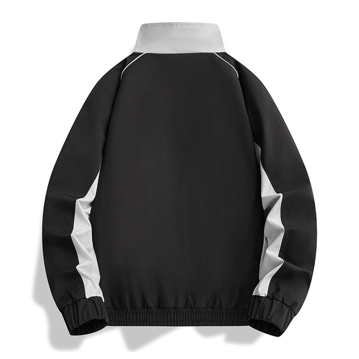 Men's Lightweight Athletic Softshell Training Jacket with Contrast Panels, Stand Collar & Elastic Hem Mune Fashion