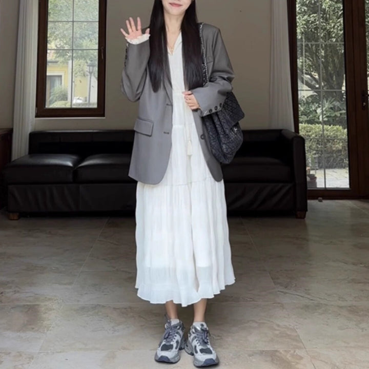 Ladies Elegant Blazer Jacket with Pleated Details Mune Fashion