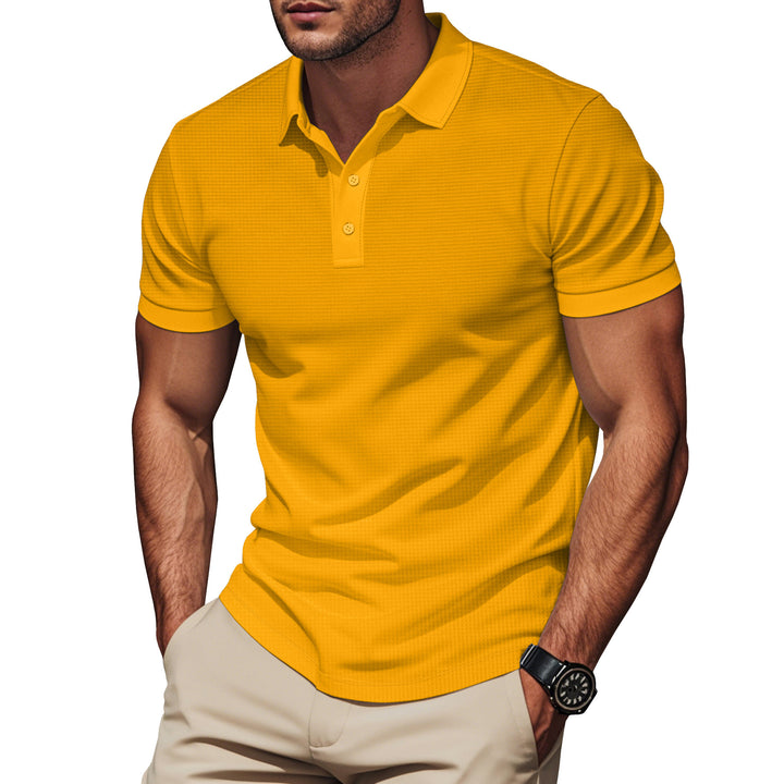 Men's elegant structured polo shirt with Kent collar, short button placket and breathable stretch jersey Mune Fashion