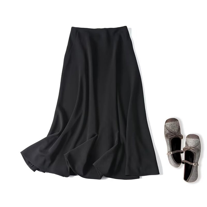 Women's maxi skirt with A-line, high waistband and decorative button placket Mune Fashion