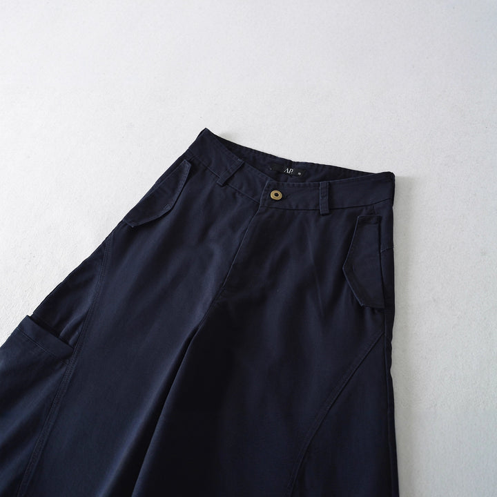 Women's Cropped Cargo Pants with High Waist, Wide Leg, and Flap Pockets Mune Fashion