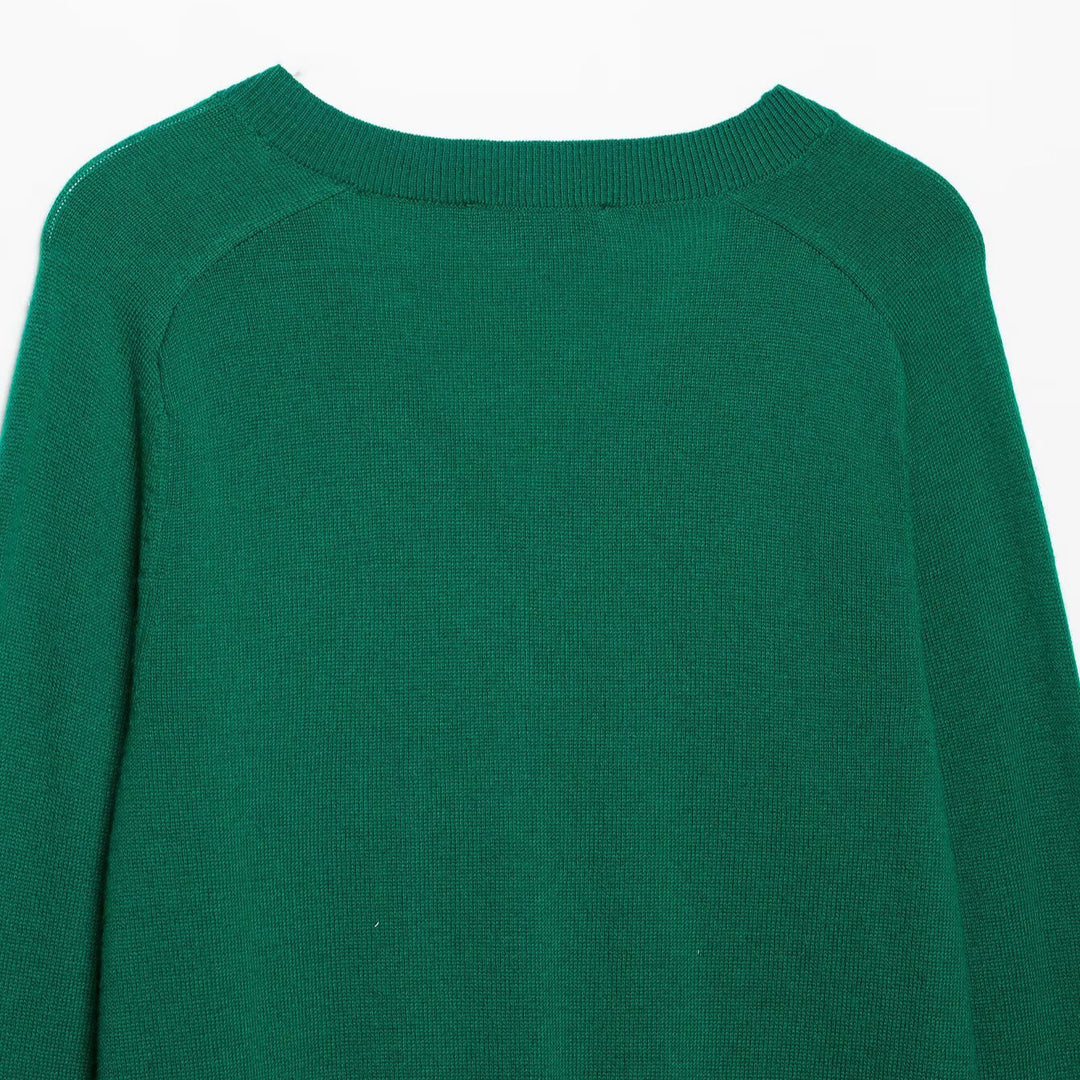 Women Light V-Neck Fine Knit Sweater with Ribbed Hem Mune Fashion