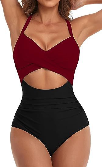 Women's One-Piece Swimsuit with Elegant Wrap Cut Mune Fashion