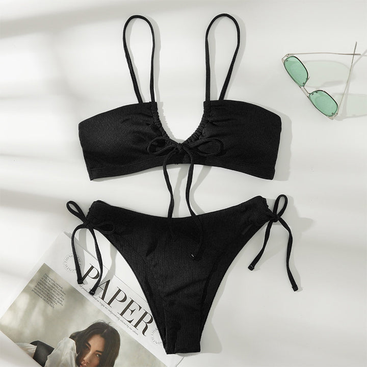Women's triangle bikini with adjustable ties and elegant ruffle design Mune Fashion