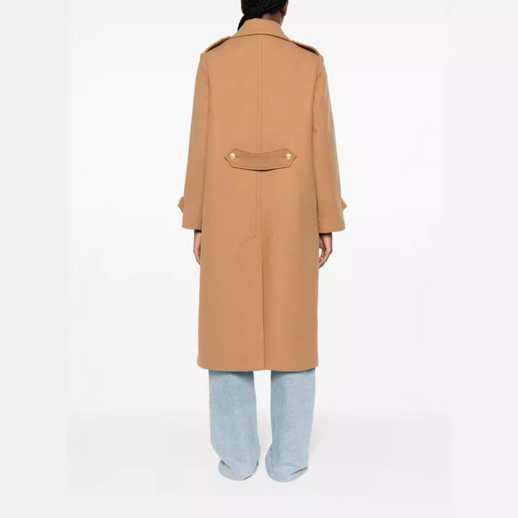 Women's Double-breasted Oversized Wool Blend Coat with Distinctive Lapels and Adjustable Cuffs Mune Fashion