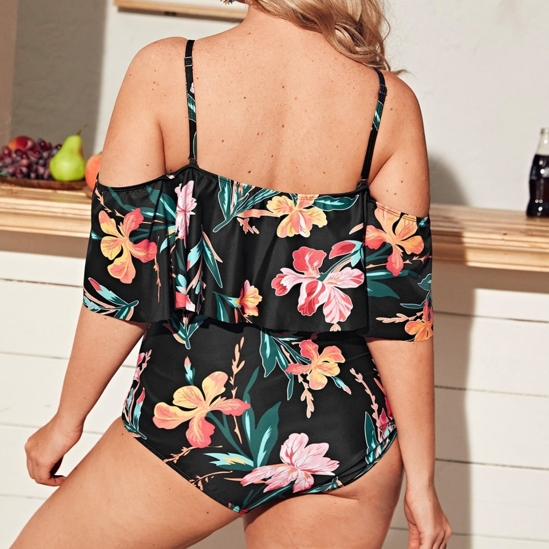 Women's bikini set with floral off-shoulder top and high-cut briefs Mune Fashion
