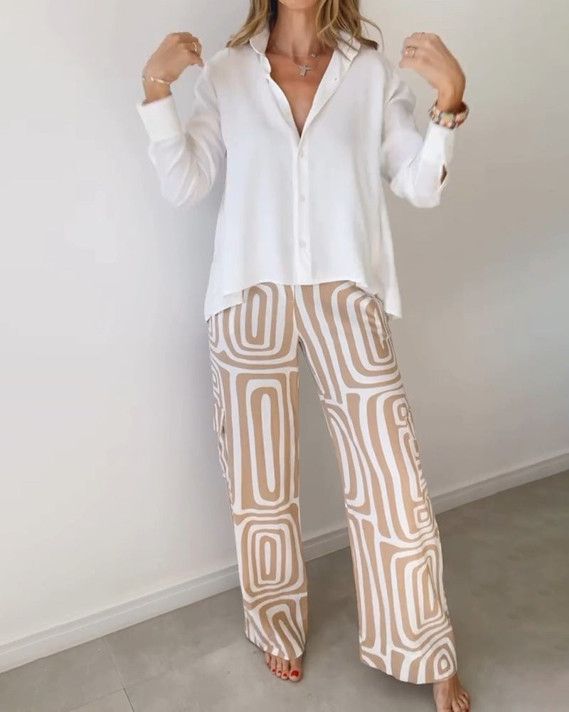 Women wide Palazzo trousers with graphic retro print Mune Fashion
