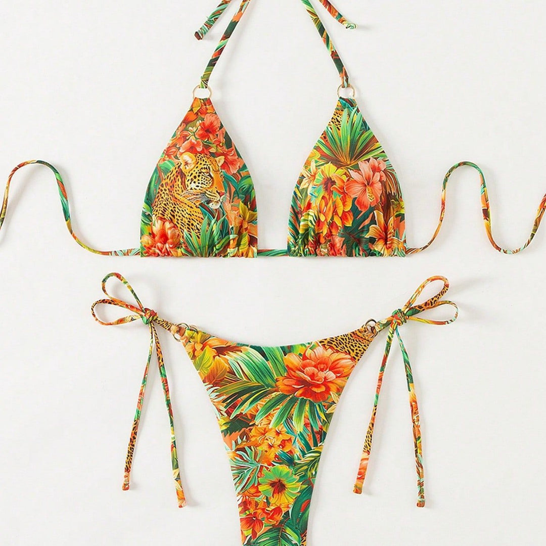 Women's triangle bikini with exotic jungle motif Mune Fashion