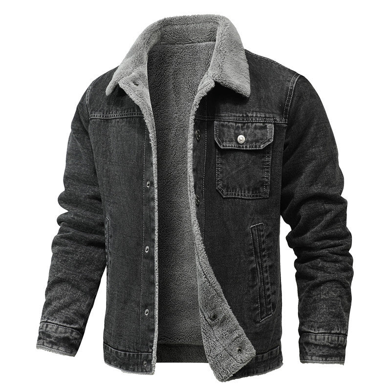 Men's Sherpa-lined denim jacket with teddy lining and chest pocket Mune Fashion