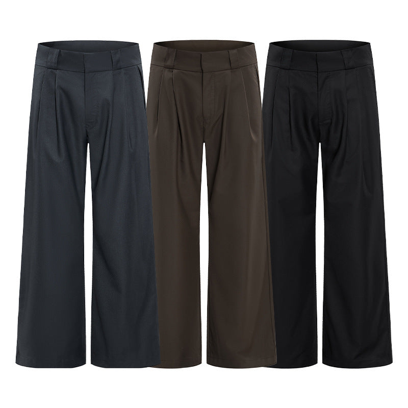 Men's wide pleated pants with high waistband and stretch cotton blend Mune Fashion