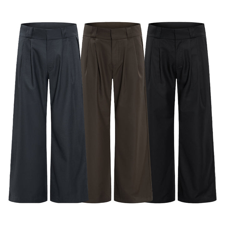 Men's wide pleated pants with high waistband and stretch cotton blend Mune Fashion
