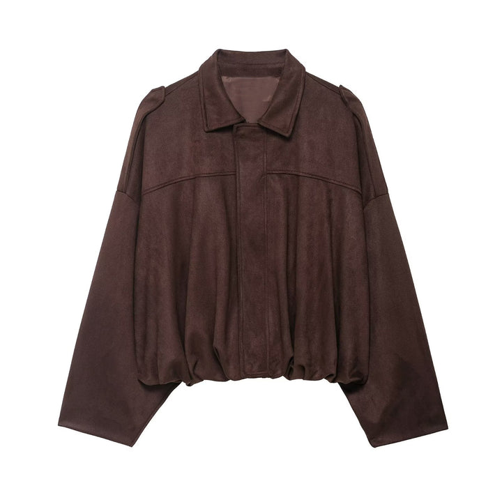 Women’s Oversized Cropped Jacket with Balloon Hem and Shoulder Cutouts Mune Fashion
